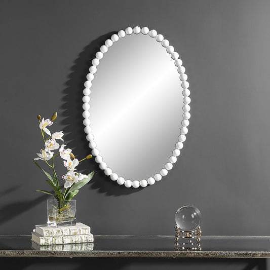 Uttermost Serna White Oval Mirror | Mirrors | Modishstore