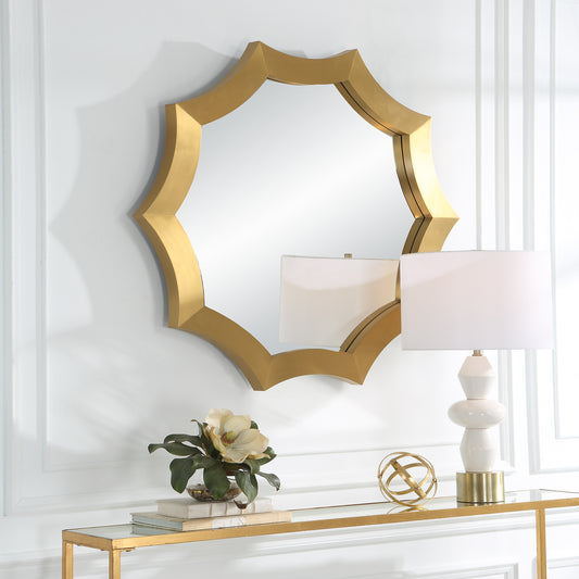 Uttermost Flare Brushed Brass Round Mirror | Mirrors | Modishstore