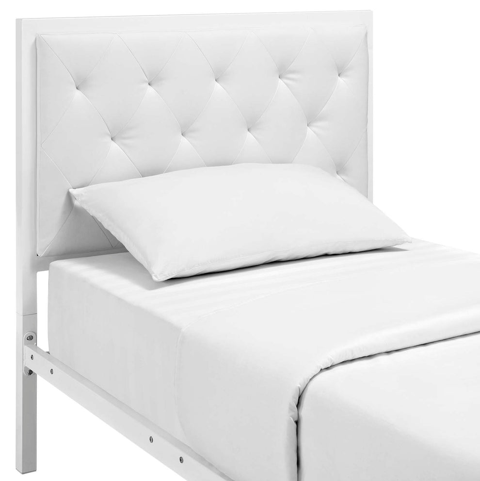 Modway Mia Twin Vinyl Bed - White White - MOD-5179 | Beds | Modishstore - 6