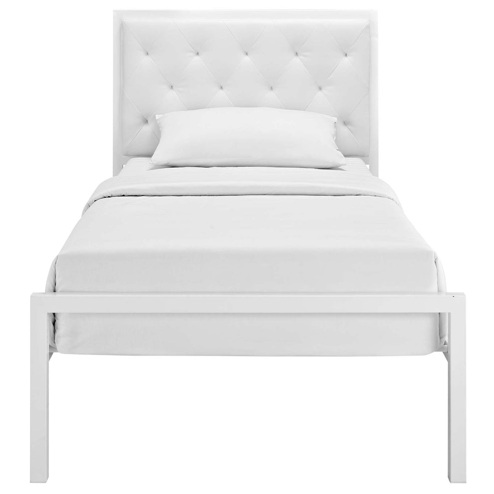Modway Mia Twin Vinyl Bed - White White - MOD-5179 | Beds | Modishstore - 4