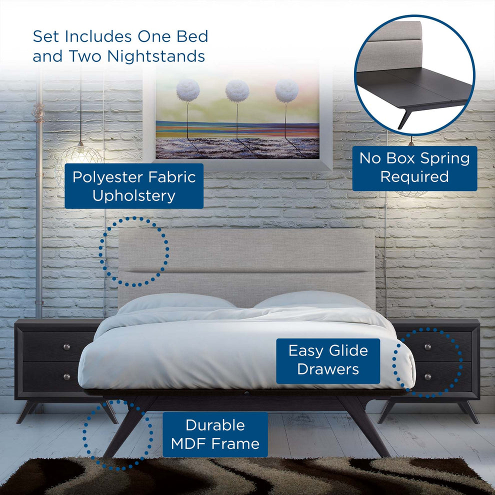 Modway Addison 3 Piece Queen Bedroom Set - MOD-5263 - MOD-5263 | Bedroom Sets | Modishstore - 3