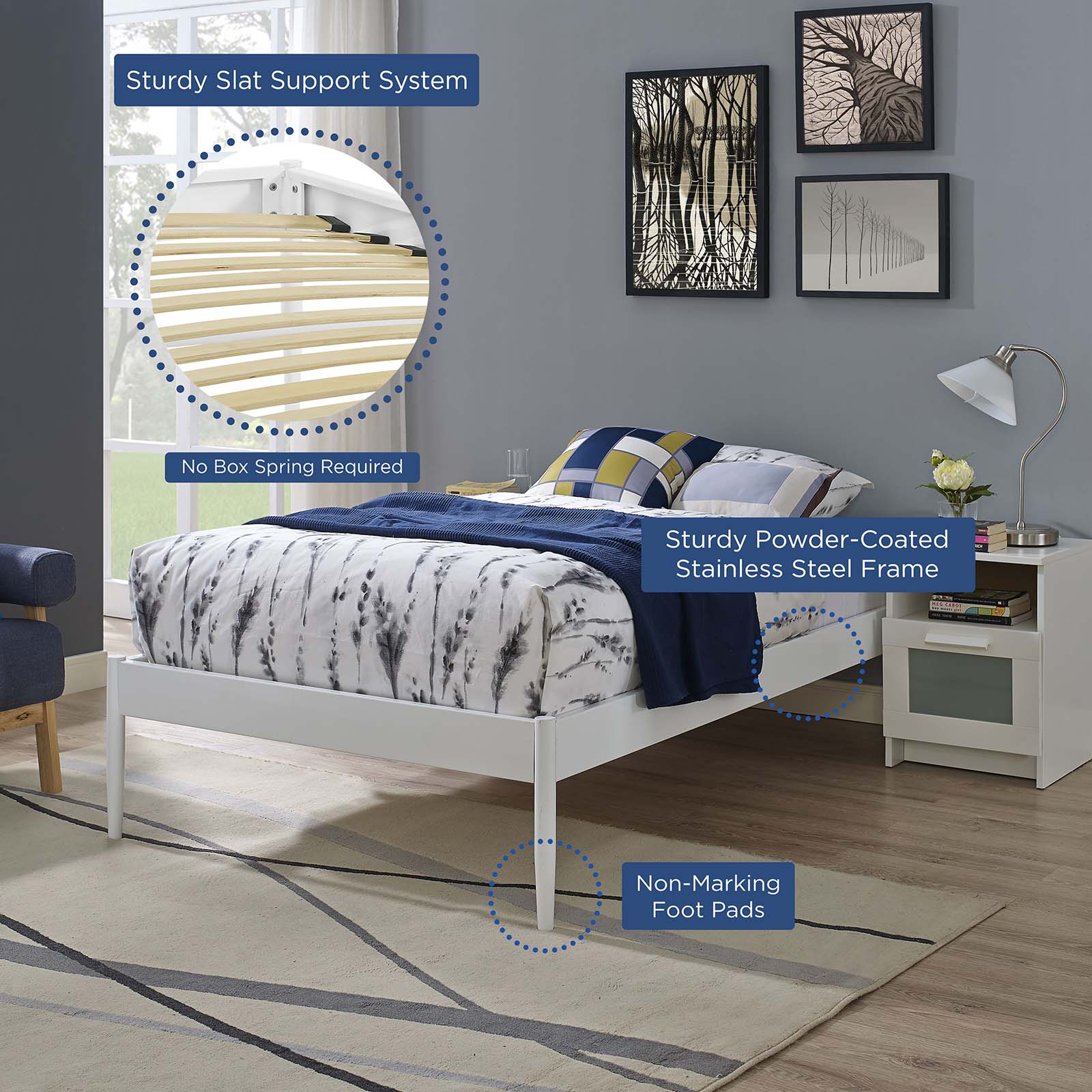 Modway Elsie Twin Wood Beds Modern White Steel â MOD-5472 – Modish
