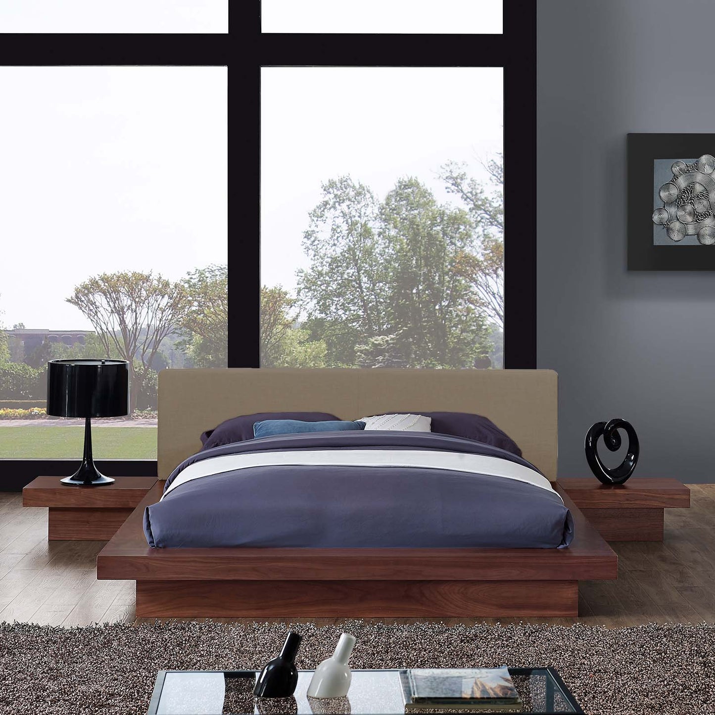 Freja 3 Piece Queen Fabric Bedroom Set By Modway - MOD-5492-WAL-BEI-SET | Bedroom Sets | Modishstore - 13