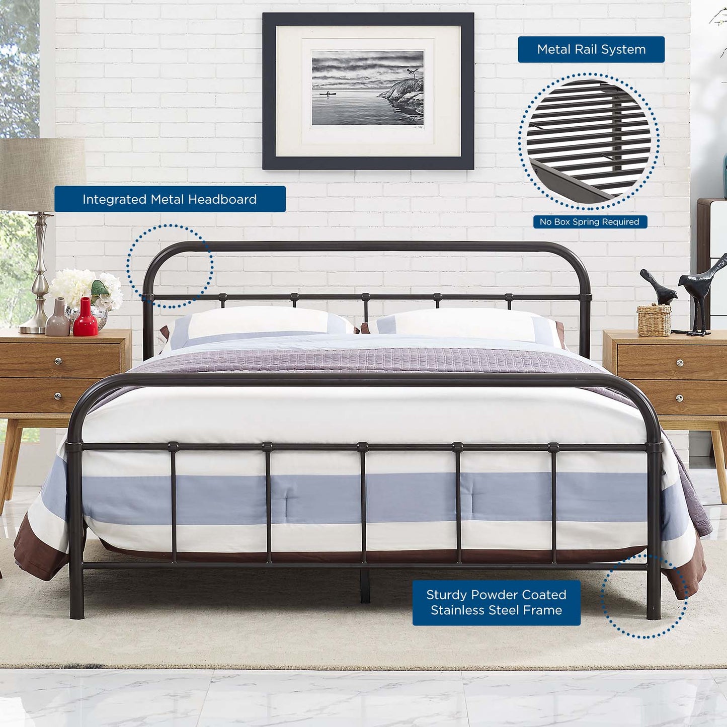 Maisie Full Stainless Steel Bed Frame By Modway - MOD-5532 | Beds | Modishstore - 7