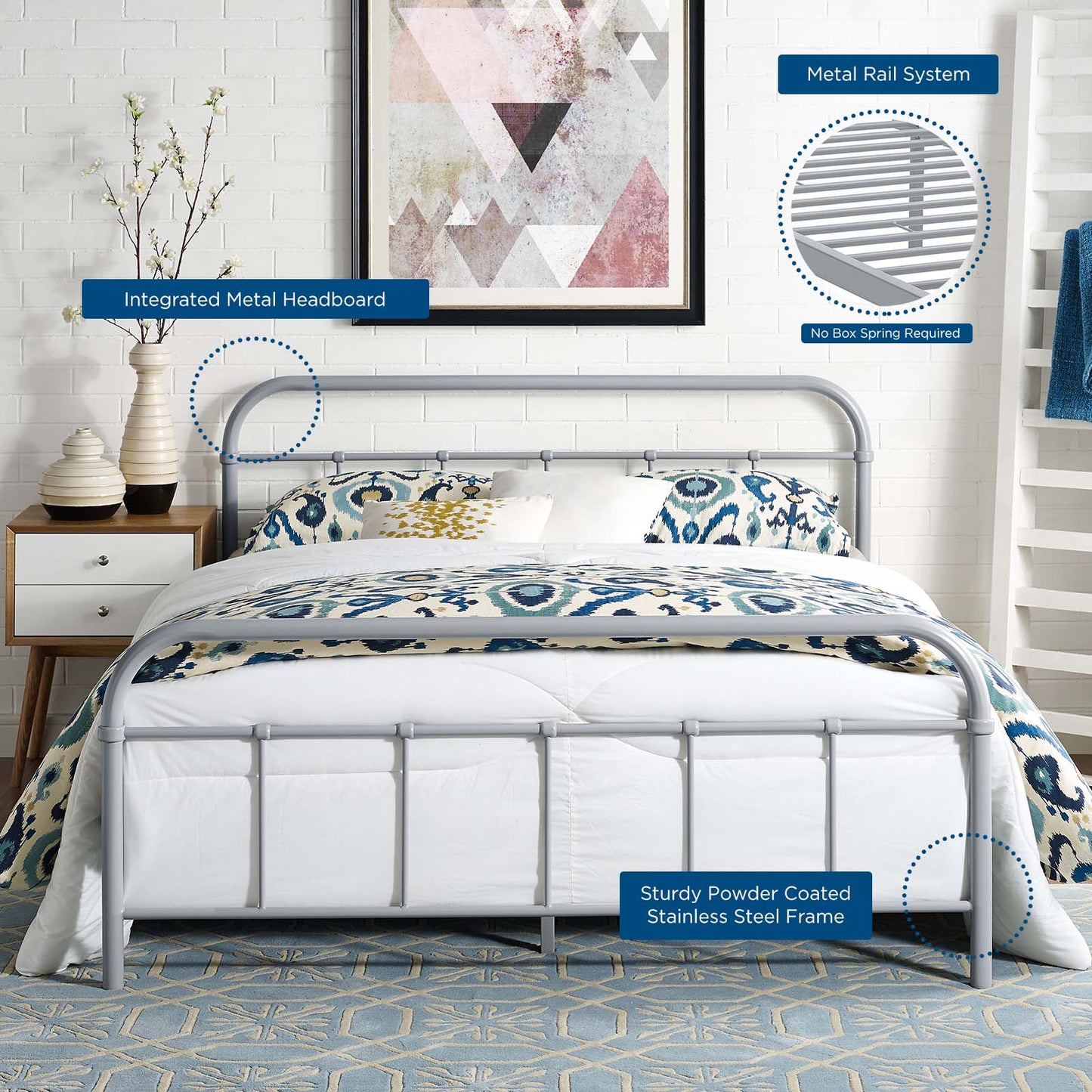 Maisie Full Stainless Steel Bed Frame By Modway - MOD-5532 | Beds | Modishstore - 14