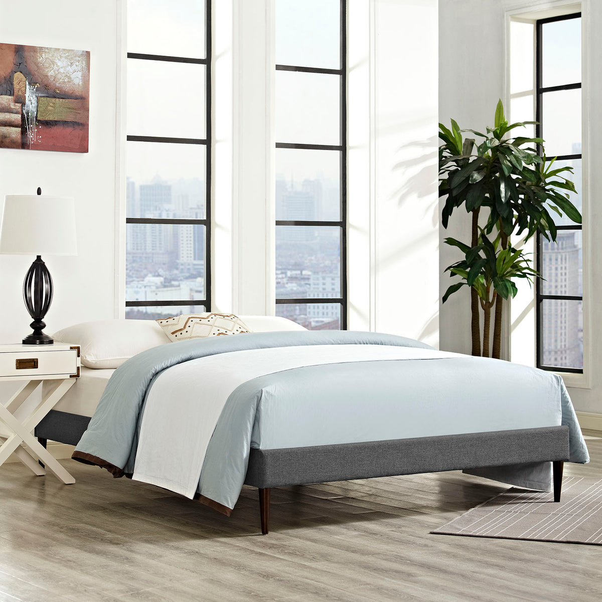 Sherry Queen Fabric Bed Frame with Round Tapered Legs By Modway - MOD-5625 | Beds | Modishstore - 1