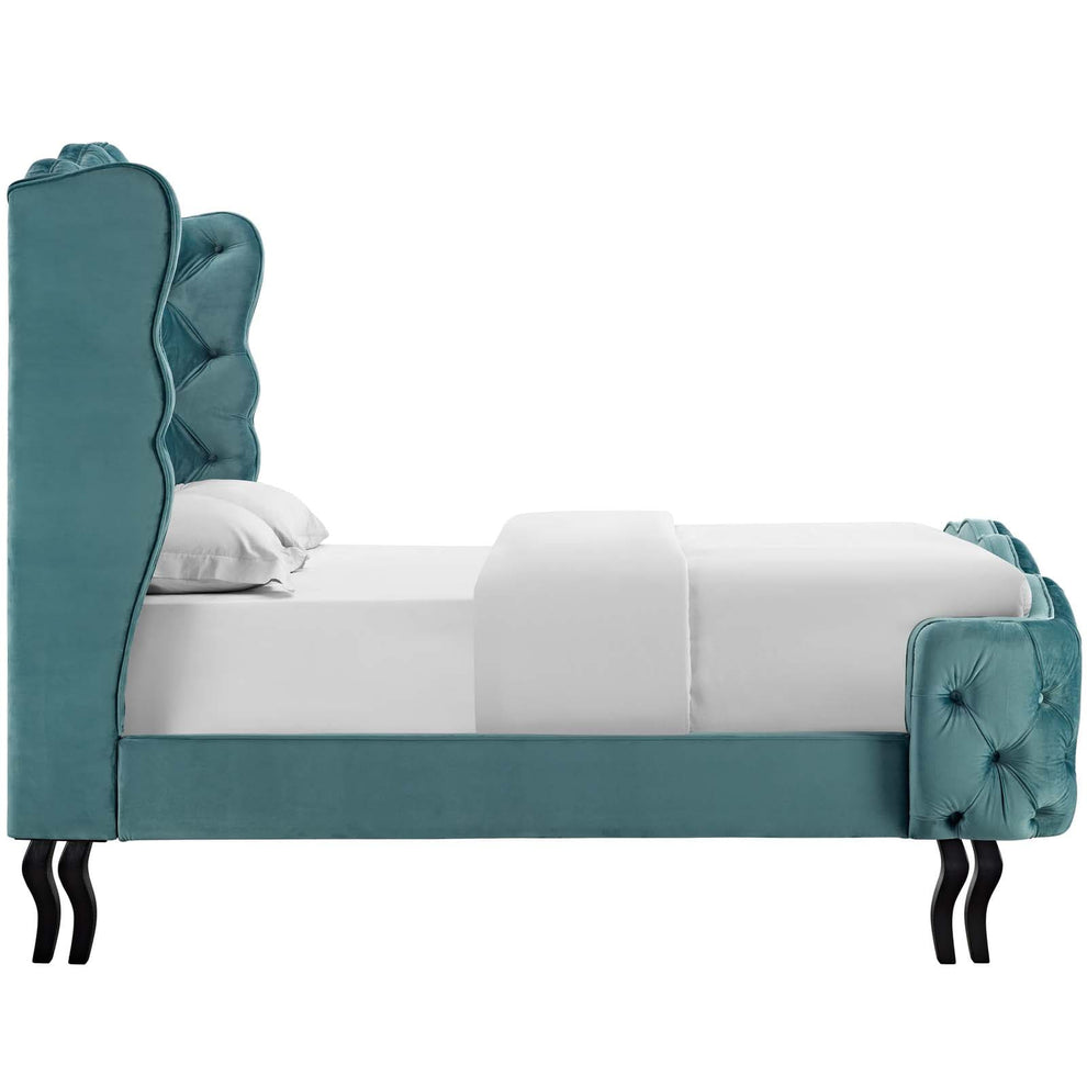 Modway Violette Queen Tufted Wingback Performance Velvet Platform Bed - MOD-5804 | Beds | Modishstore - 4