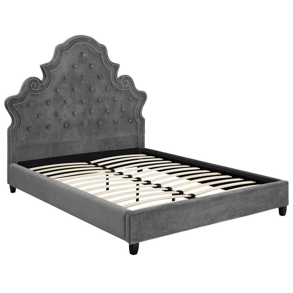 Modway Valentina Queen Tufted Nailhead Performance Velvet Platform Bed - MOD-5808 | Beds | Modishstore - 2