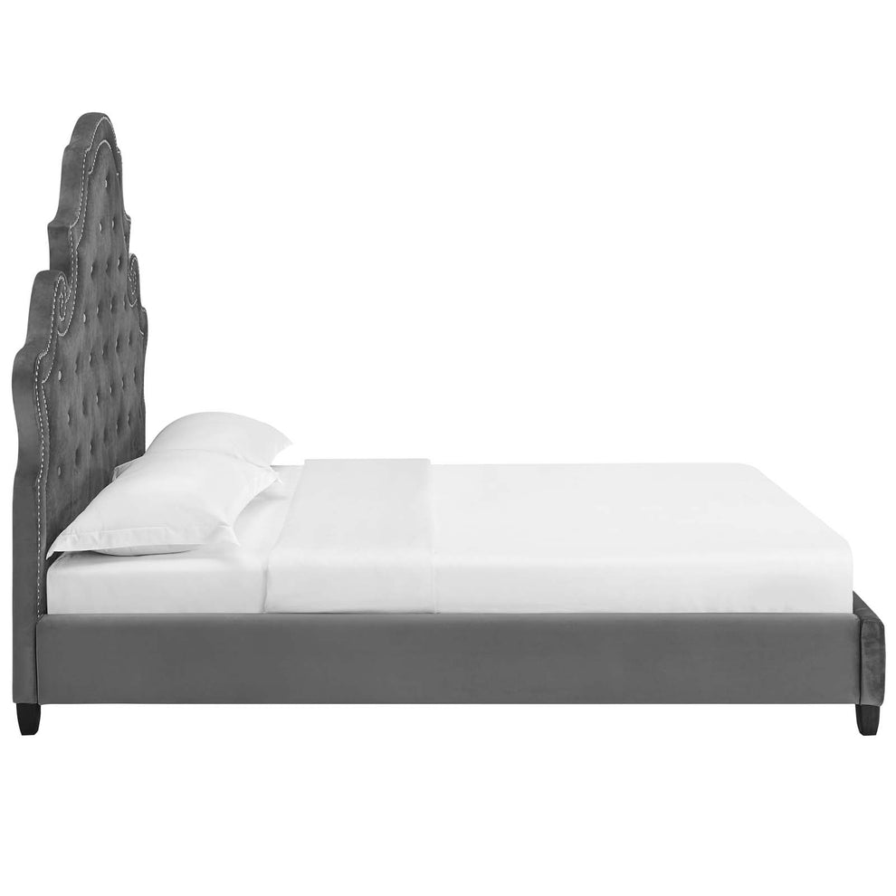 Modway Valentina Queen Tufted Nailhead Performance Velvet Platform Bed - MOD-5808 | Beds | Modishstore - 5