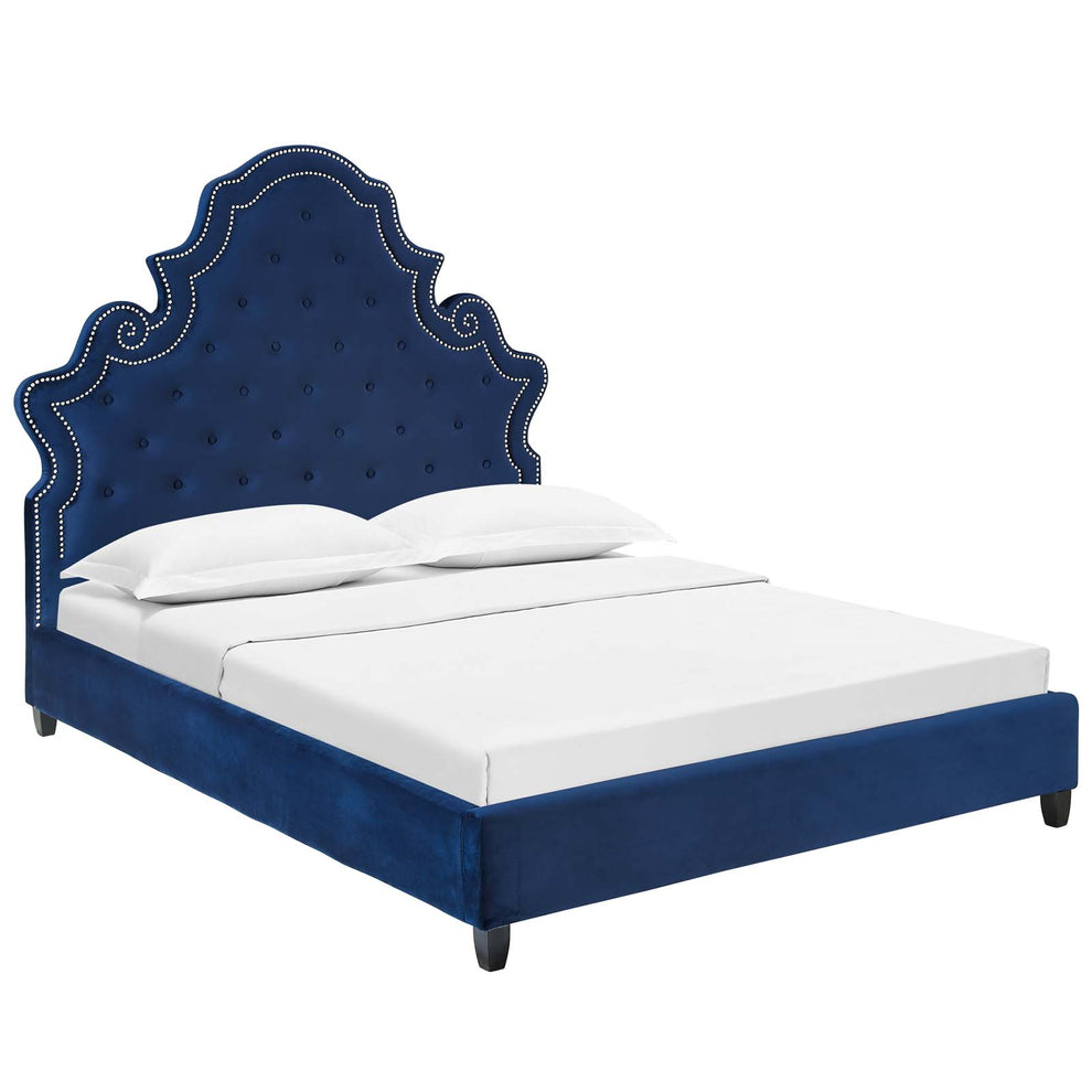 Modway Valentina Queen Tufted Nailhead Performance Velvet Platform Bed - MOD-5808 | Beds | Modishstore - 12