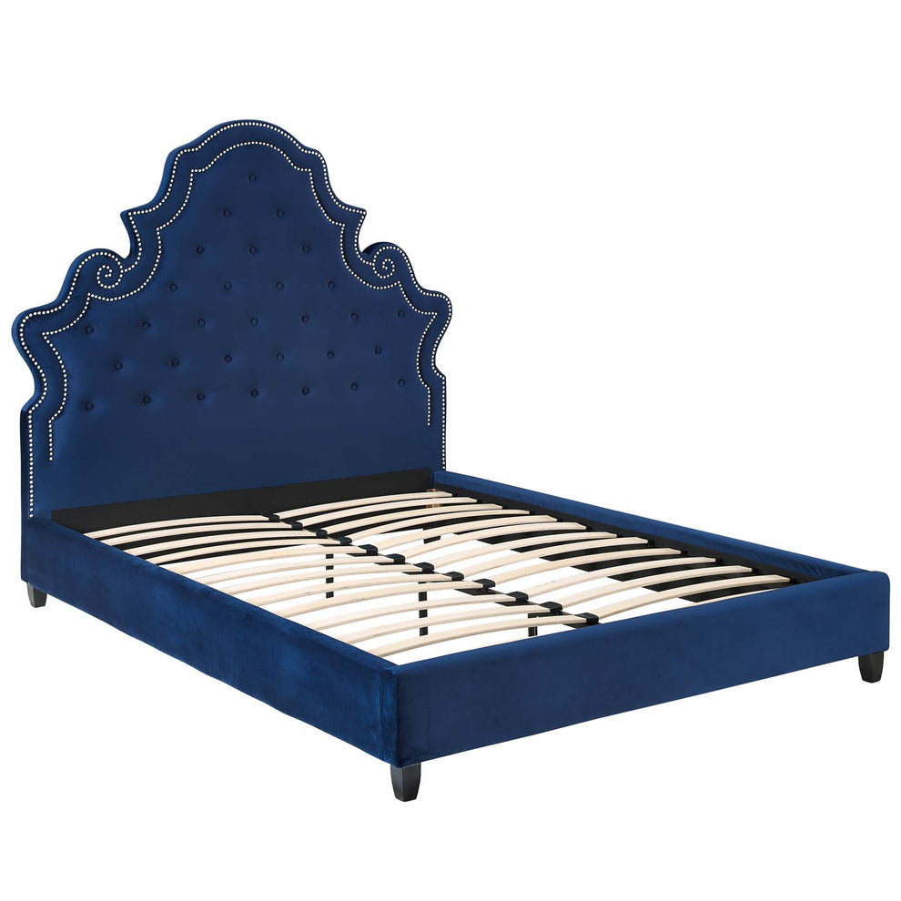 Modway Valentina Queen Tufted Nailhead Performance Velvet Platform Bed - MOD-5808 | Beds | Modishstore - 13