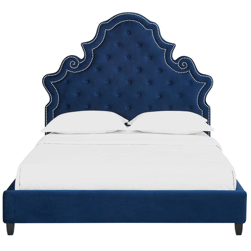 Modway Valentina Queen Tufted Nailhead Performance Velvet Platform Bed - MOD-5808 | Beds | Modishstore - 15