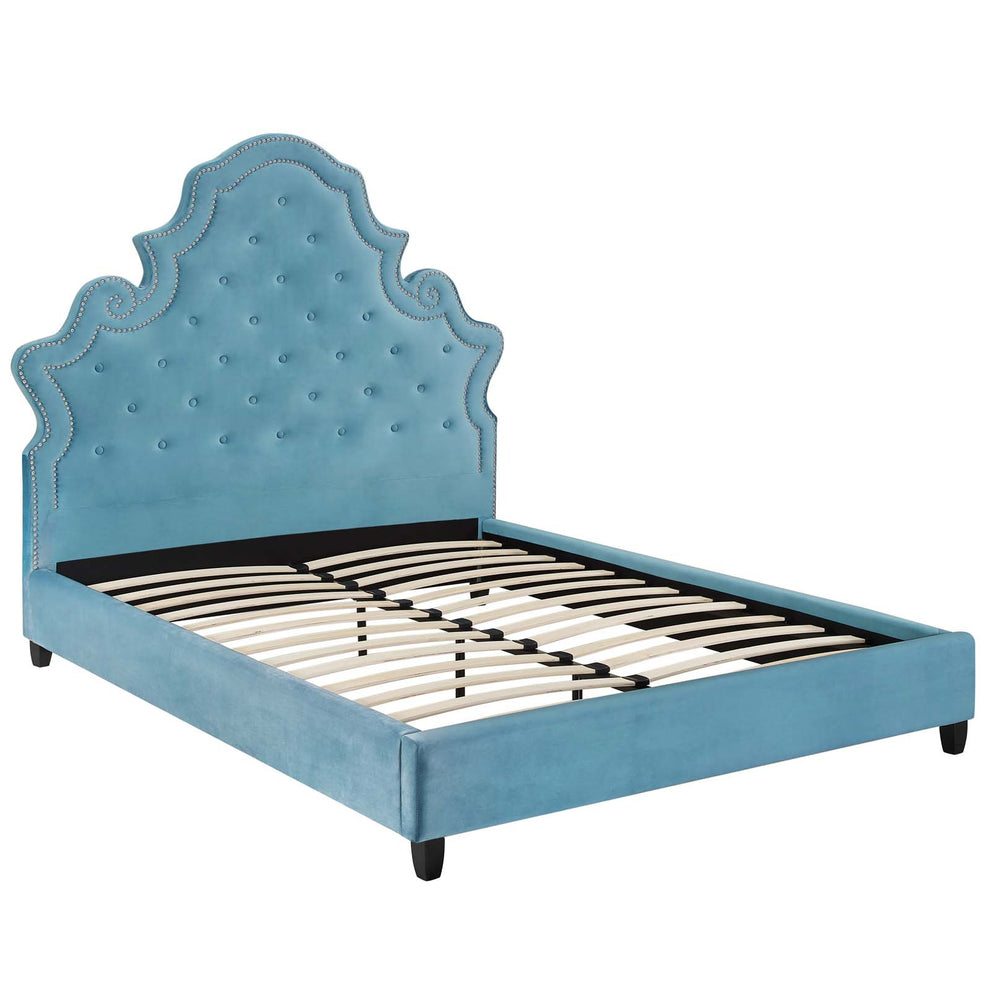 Modway Valentina Queen Tufted Nailhead Performance Velvet Platform Bed - MOD-5808 | Beds | Modishstore - 7