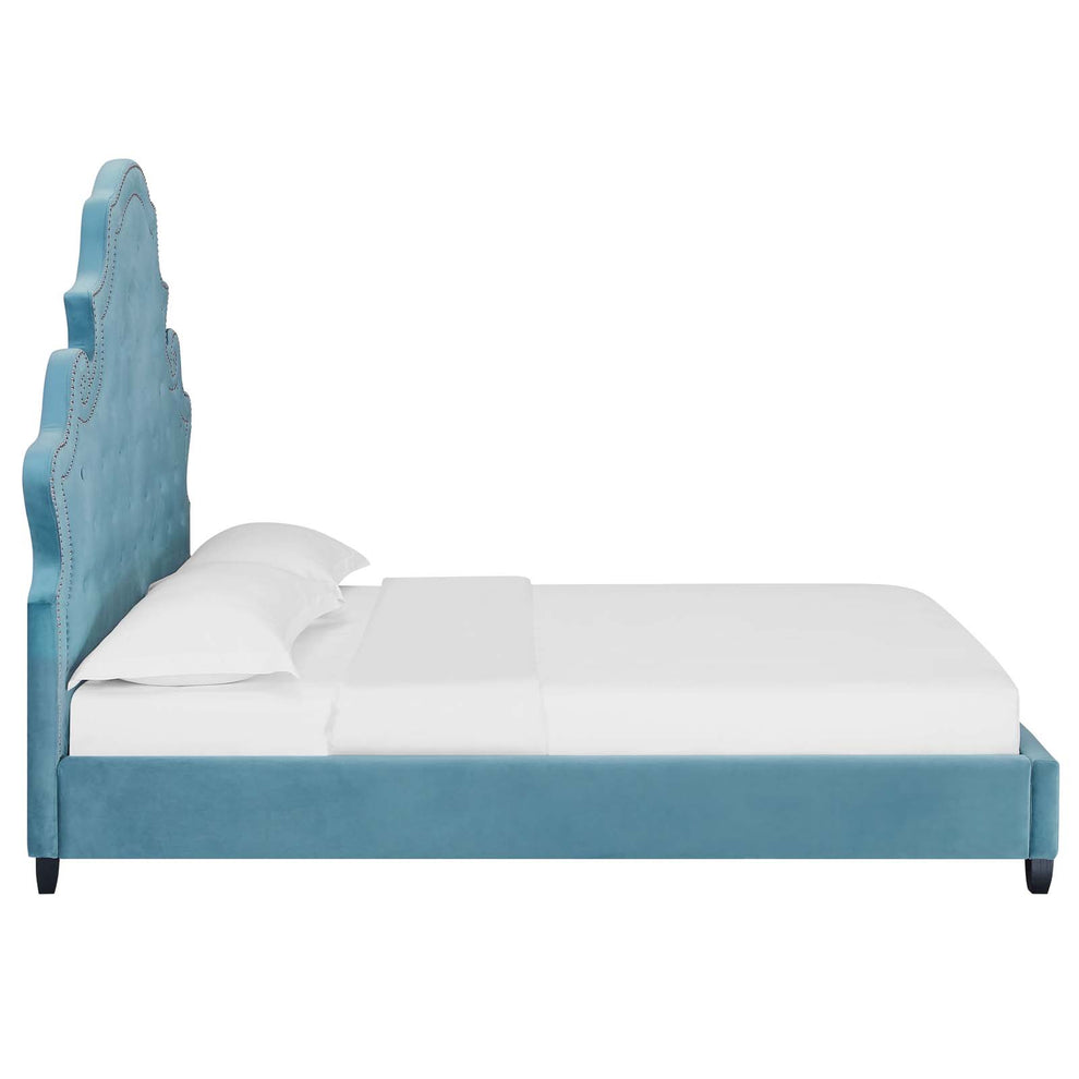 Modway Valentina Queen Tufted Nailhead Performance Velvet Platform Bed - MOD-5808 | Beds | Modishstore - 9