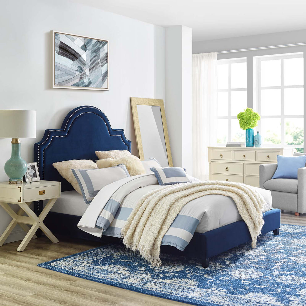 Modway Primrose Queen Performance Velvet Platform Bed - MOD-5812 | Beds | Modishstore - 1
