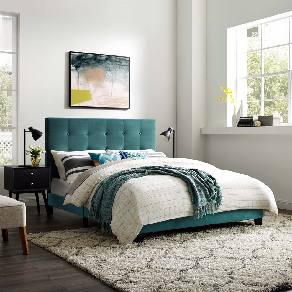Modway Melanie Full Tufted Button Upholstered Performance Velvet Platform Bed - MOD-5819 | Beds | Modishstore - 5