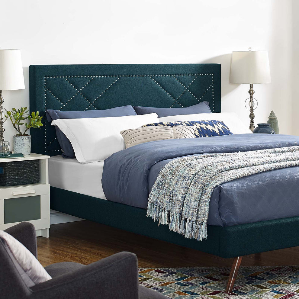 Modway Reese Nailhead Full / Queen Upholstered Linen Fabric Headboard - MOD-5844 | Headboards | Modishstore - 1