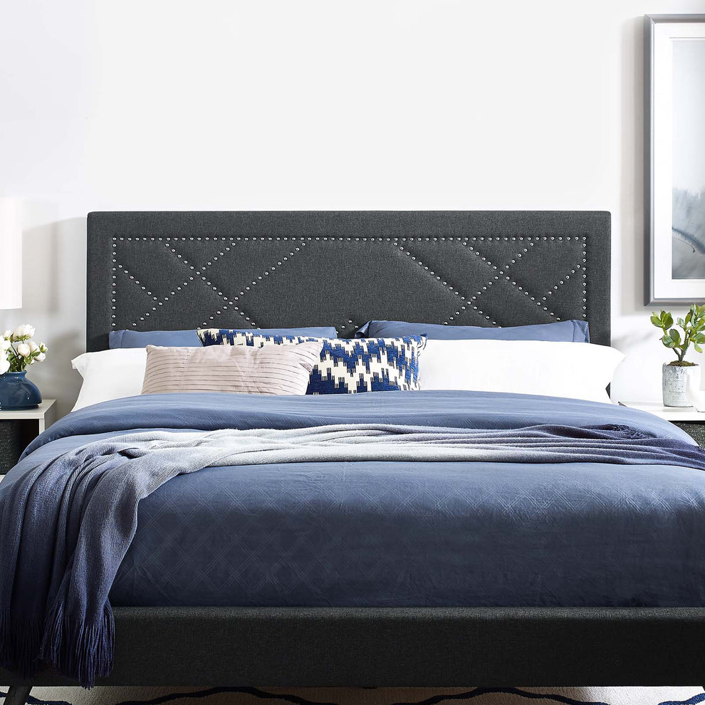Modway Reese Nailhead Full / Queen Upholstered Linen Fabric Headboard - MOD-5844 | Headboards | Modishstore - 5