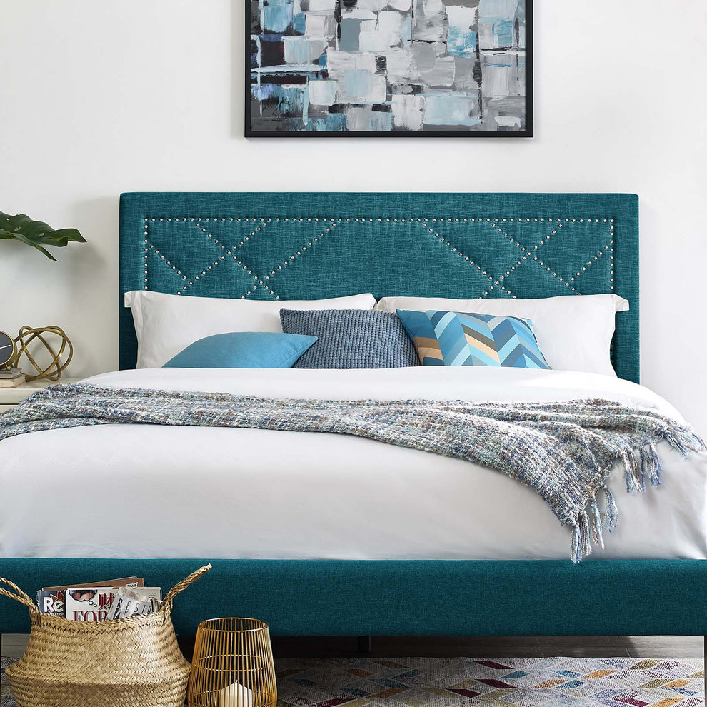 Modway Reese Nailhead Full / Queen Upholstered Linen Fabric Headboard - MOD-5844 | Headboards | Modishstore - 11