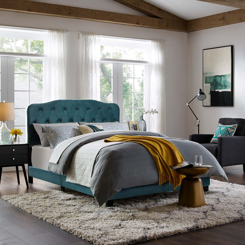 Modway Amelia Queen Performance Velvet Bed - MOD-5864 | Beds | Modishstore - 1