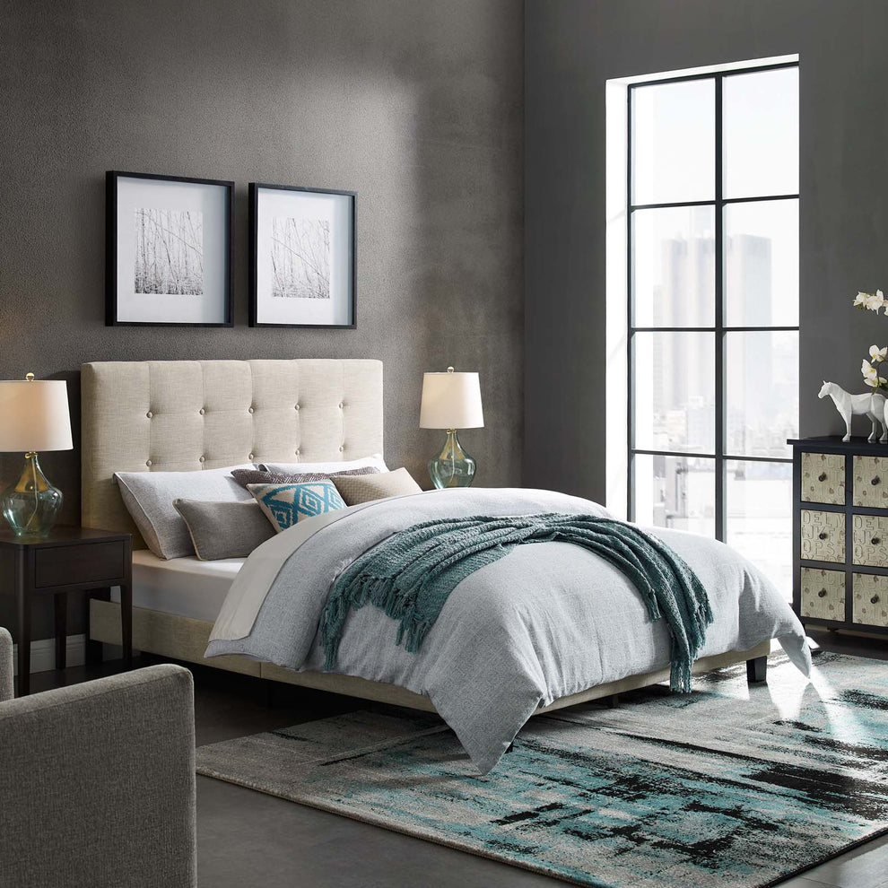 Modway Melanie Full Tufted Button Upholstered Fabric Platform Bed - MOD-5878 | Beds | Modishstore - 1