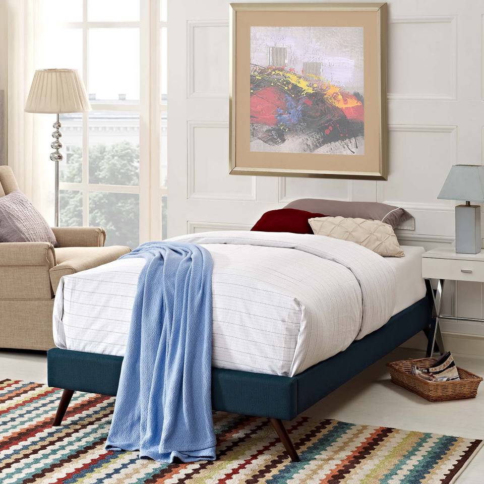 Modway Loryn Twin Fabric Bed Frame with Round Splayed Legs - MOD-5887 | Beds | Modishstore - 1