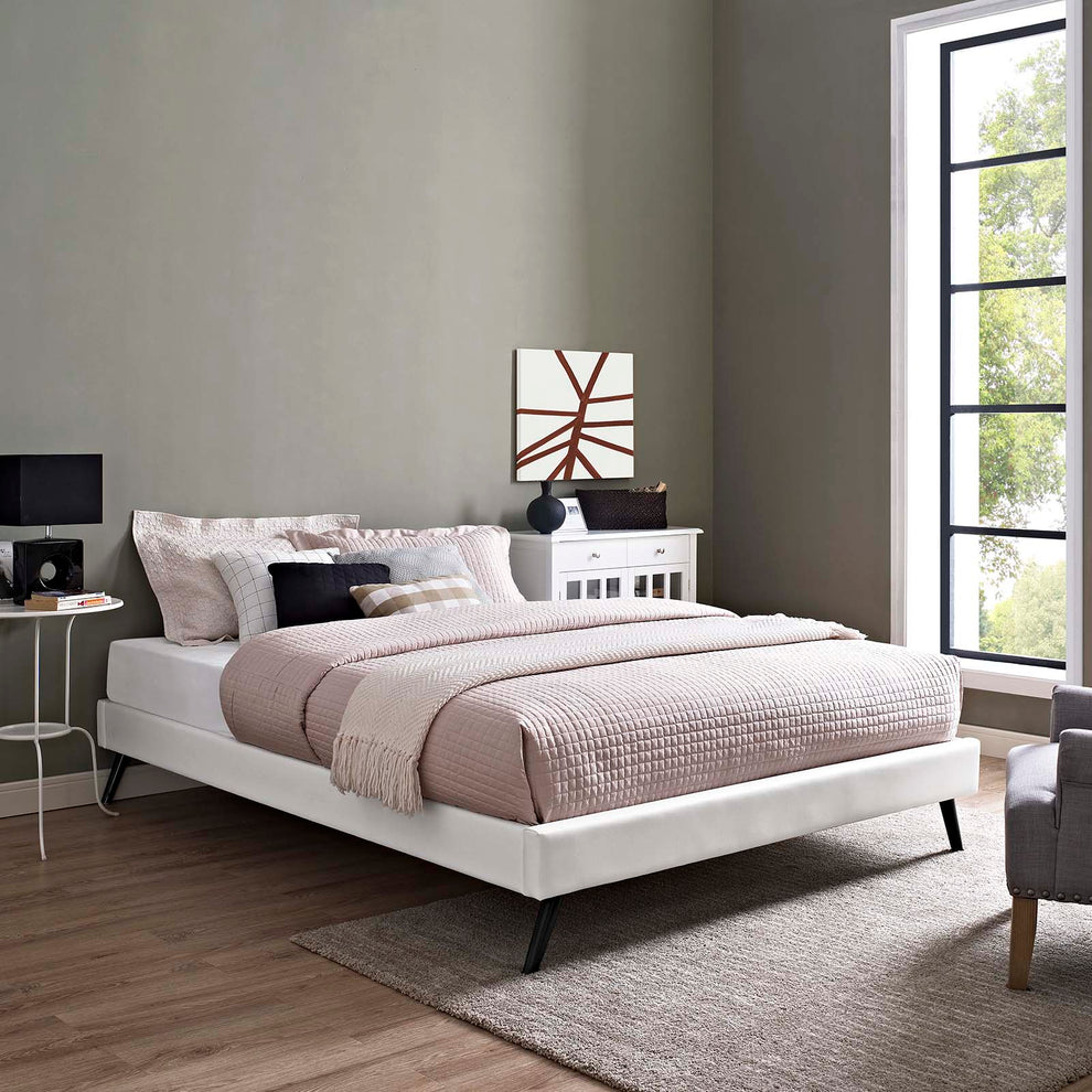 Modway Loryn Queen Vinyl Bed Frame with Round Splayed Legs - MOD-5890 | Beds | Modishstore - 1