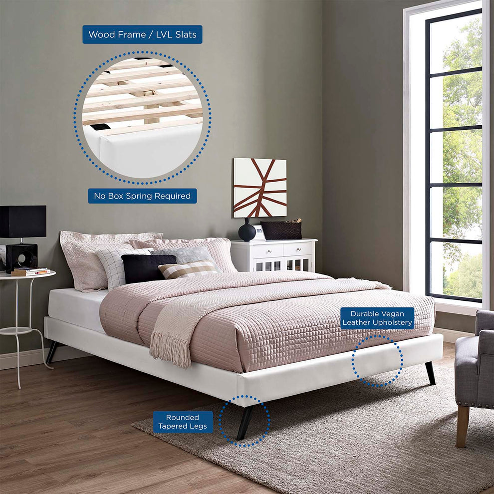 Loryn King Vinyl Bed Frame With Round Splayed Legs By Modway - MOD-5892 | Beds | Modishstore - 6