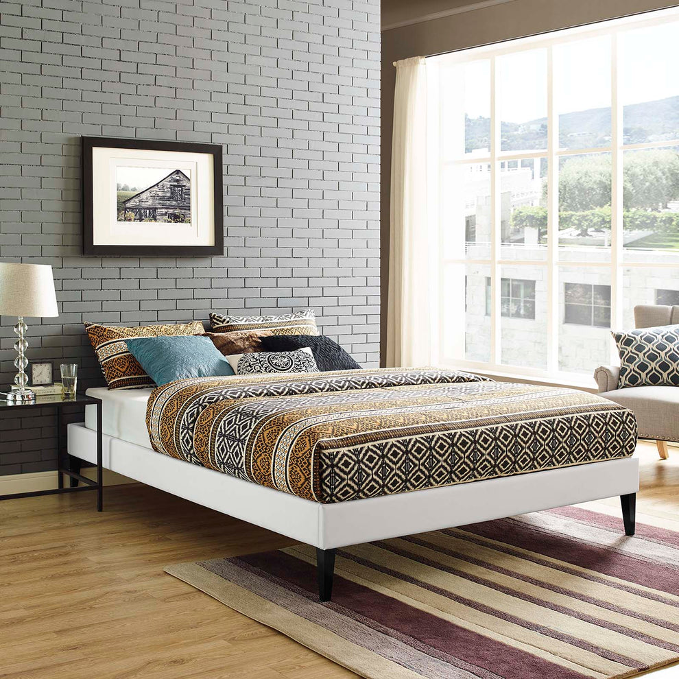 Modway Tessie Queen Vinyl Bed Frame with Squared Tapered Legs - MOD-5898 | Beds | Modishstore - 1