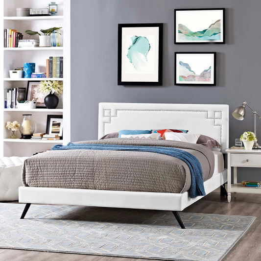 Ruthie Full Vinyl Platform Bed With Round Splayed Legs By Modway - MOD-5928 | Beds | Modishstore - 1