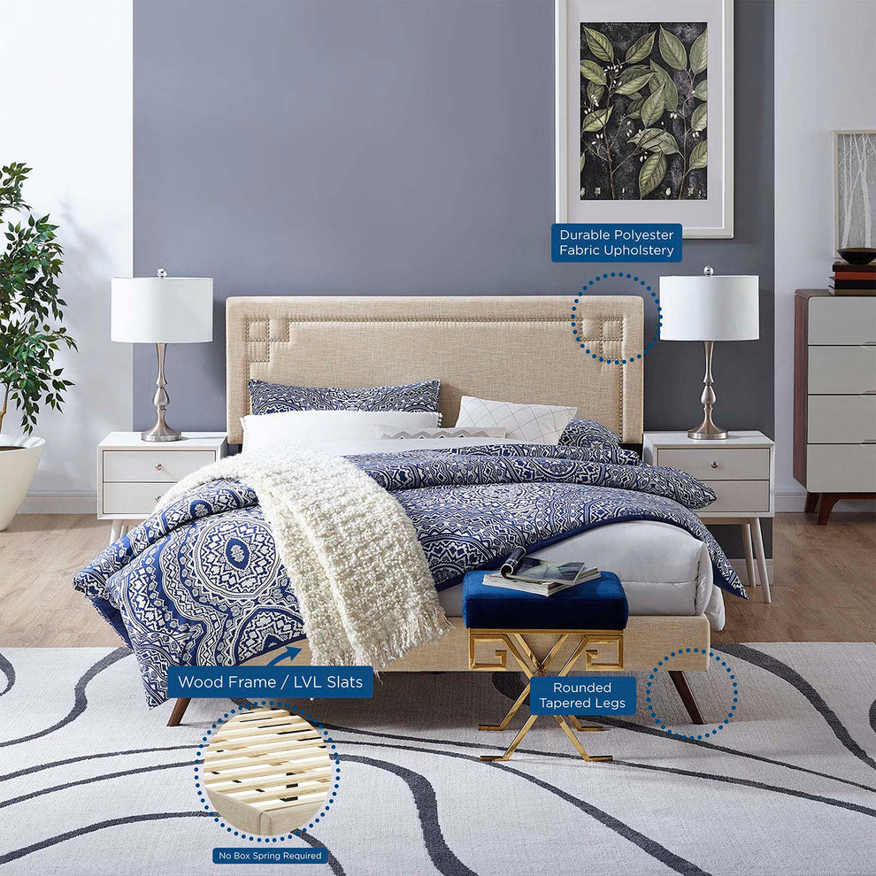 Ruthie Full Fabric Platform Bed with Round Splayed Legs By Modway - MOD-5929 | Beds | Modishstore - 6