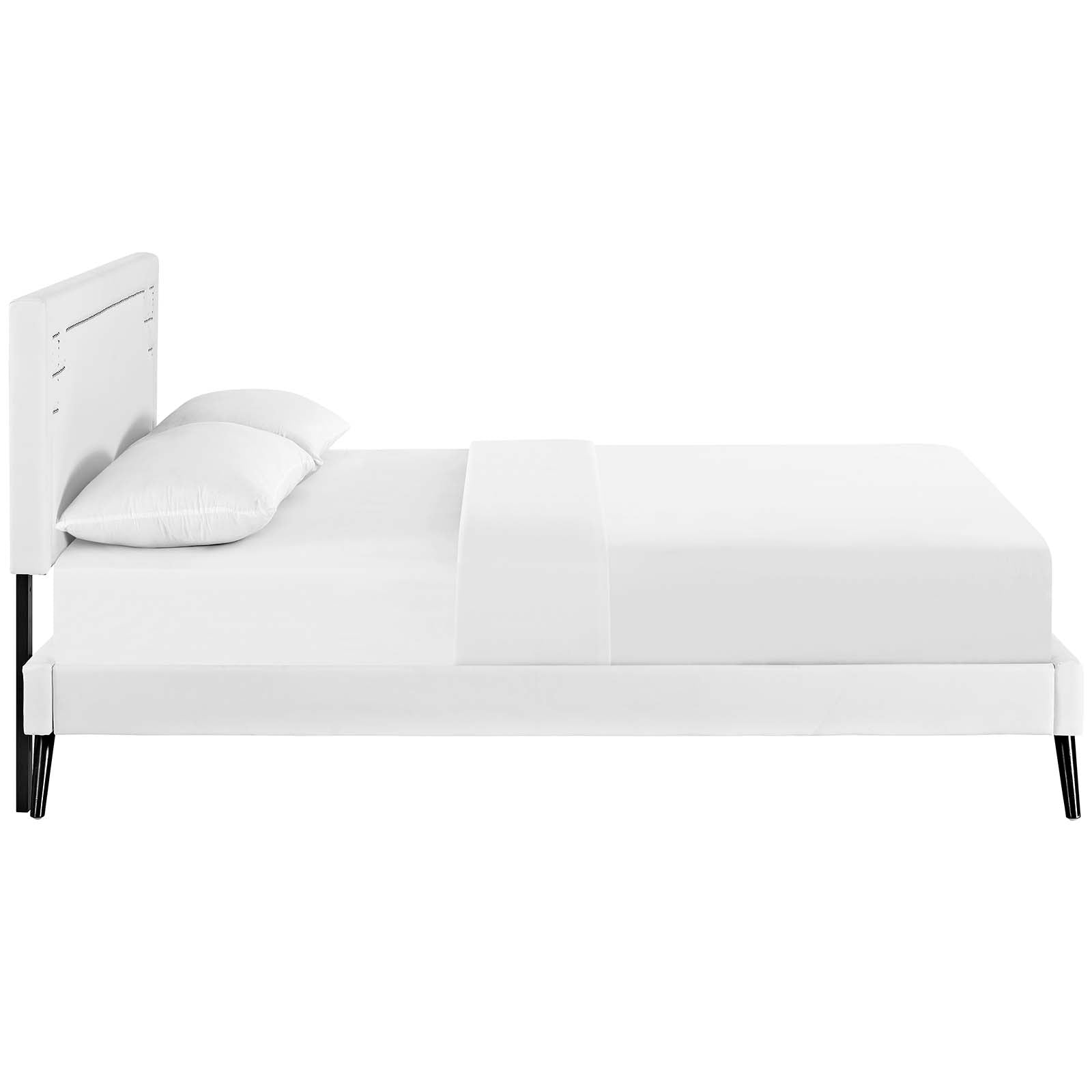 Ruthie Queen Vinyl Platform Bed With Round Splayed Legs By Modway - MOD-5930 | Beds | Modishstore - 4