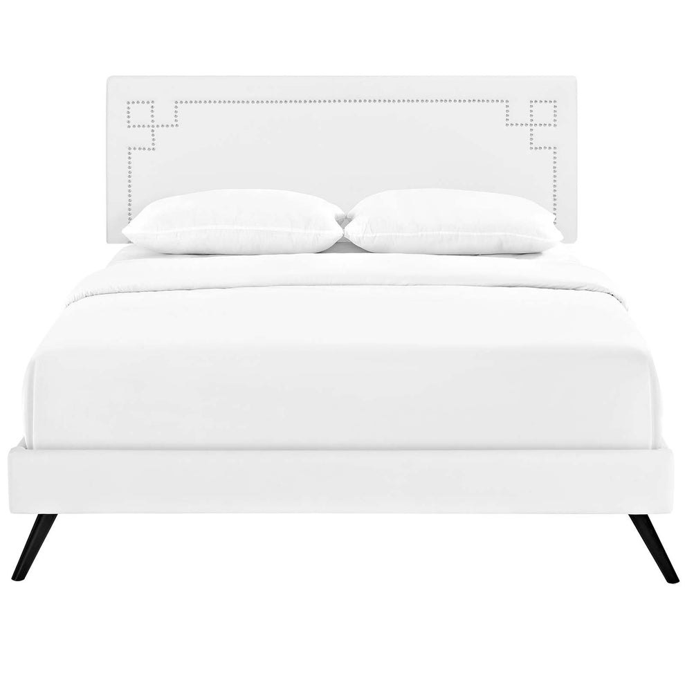 Ruthie Queen Vinyl Platform Bed With Round Splayed Legs By Modway - MOD-5930 | Beds | Modishstore - 5