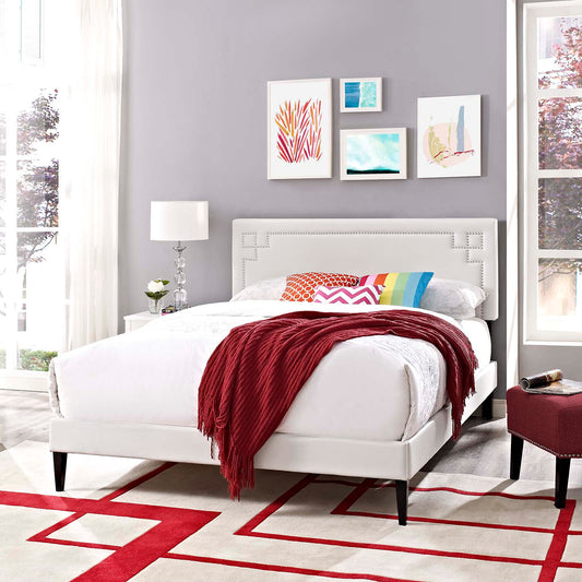 Ruthie Queen Vinyl Platform Bed With Squared Tapered Legs By Modway - MOD-5938 | Beds | Modishstore