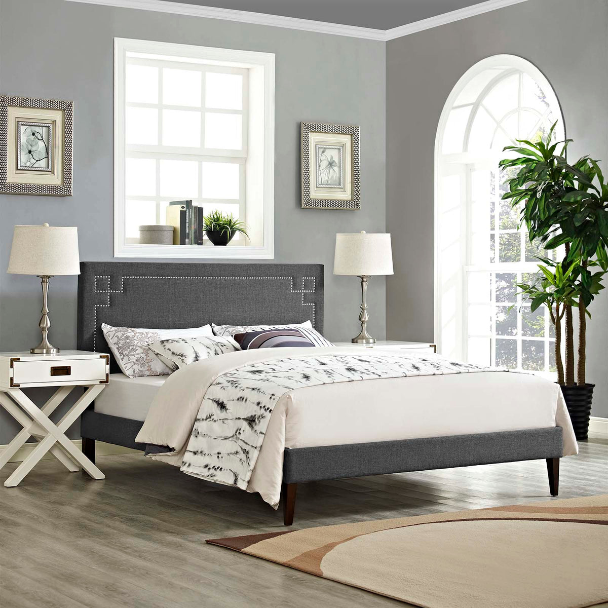 Ruthie Queen Fabric Platform Bed With Squared Tapered Legs By Modway - MOD-5939 | Beds | Modishstore - 1