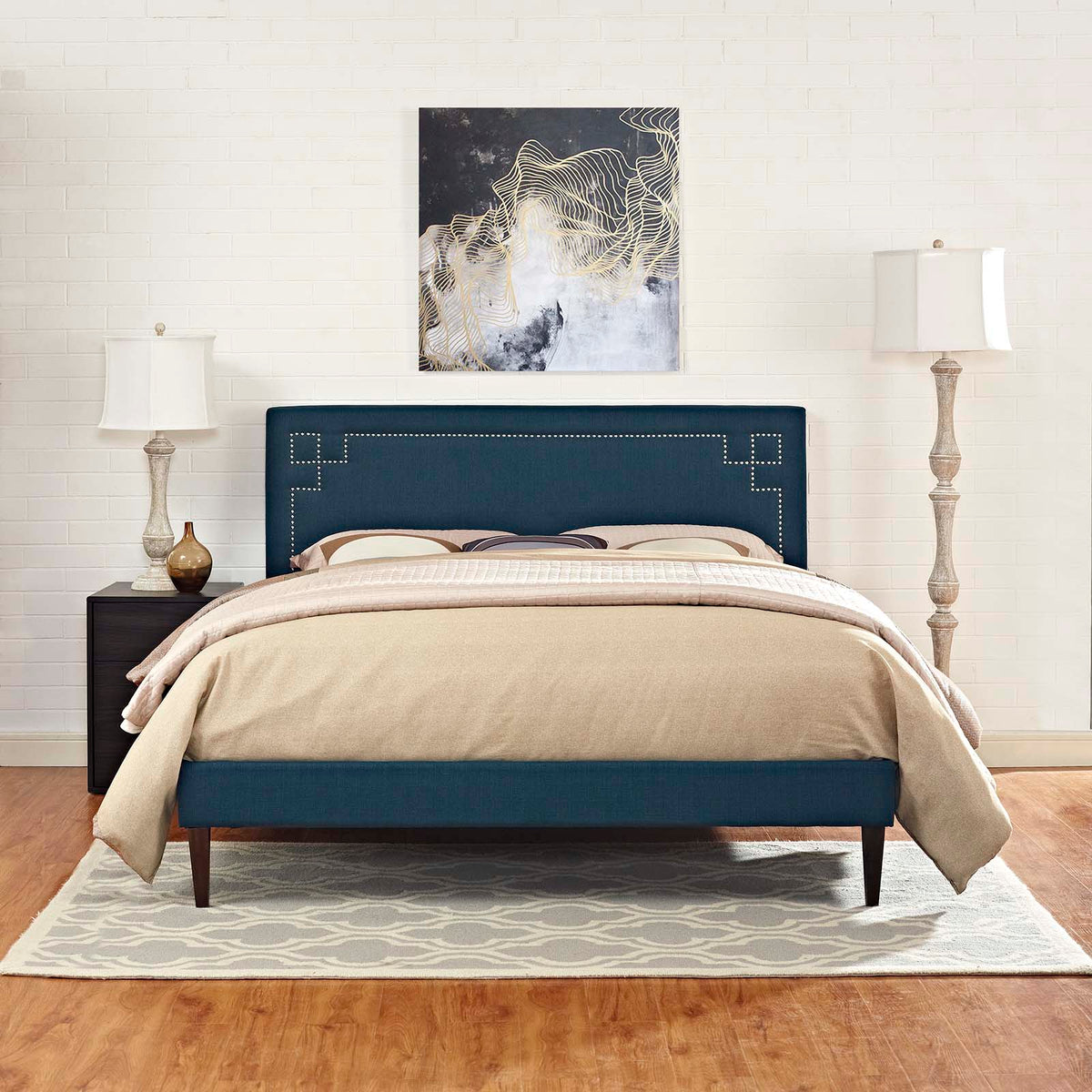 Ruthie King Fabric Platform Bed with Squared Tapered Legs By Modway - MOD-5941 | Beds | Modishstore - 1