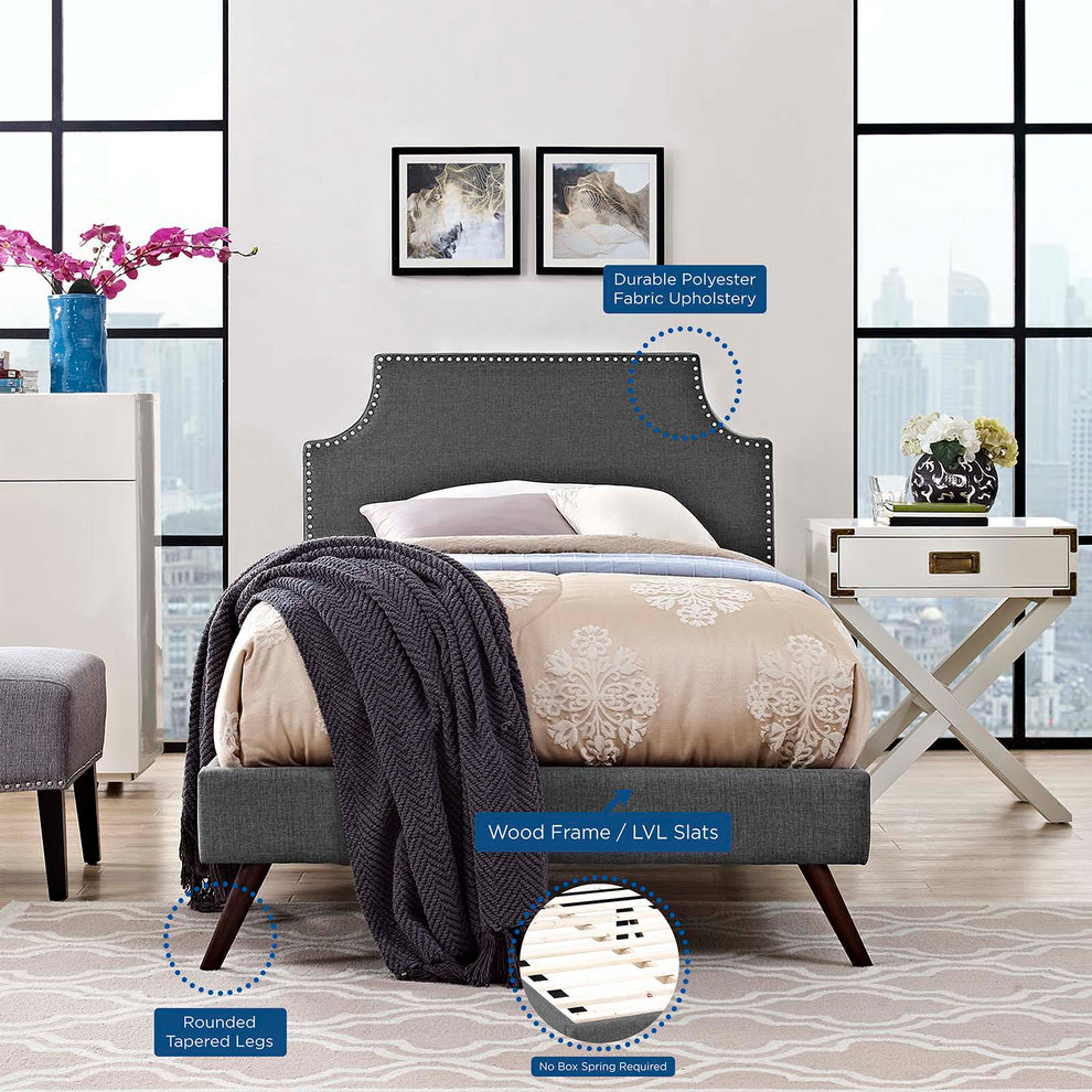 Corene Twin Fabric Platform Bed with Round Splayed Legs By Modway - MOD-5943 | Beds | Modishstore - 6
