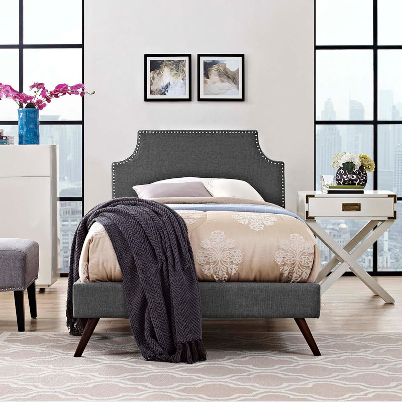 Corene Twin Fabric Platform Bed with Round Splayed Legs By Modway - MOD-5943 | Beds | Modishstore - 1