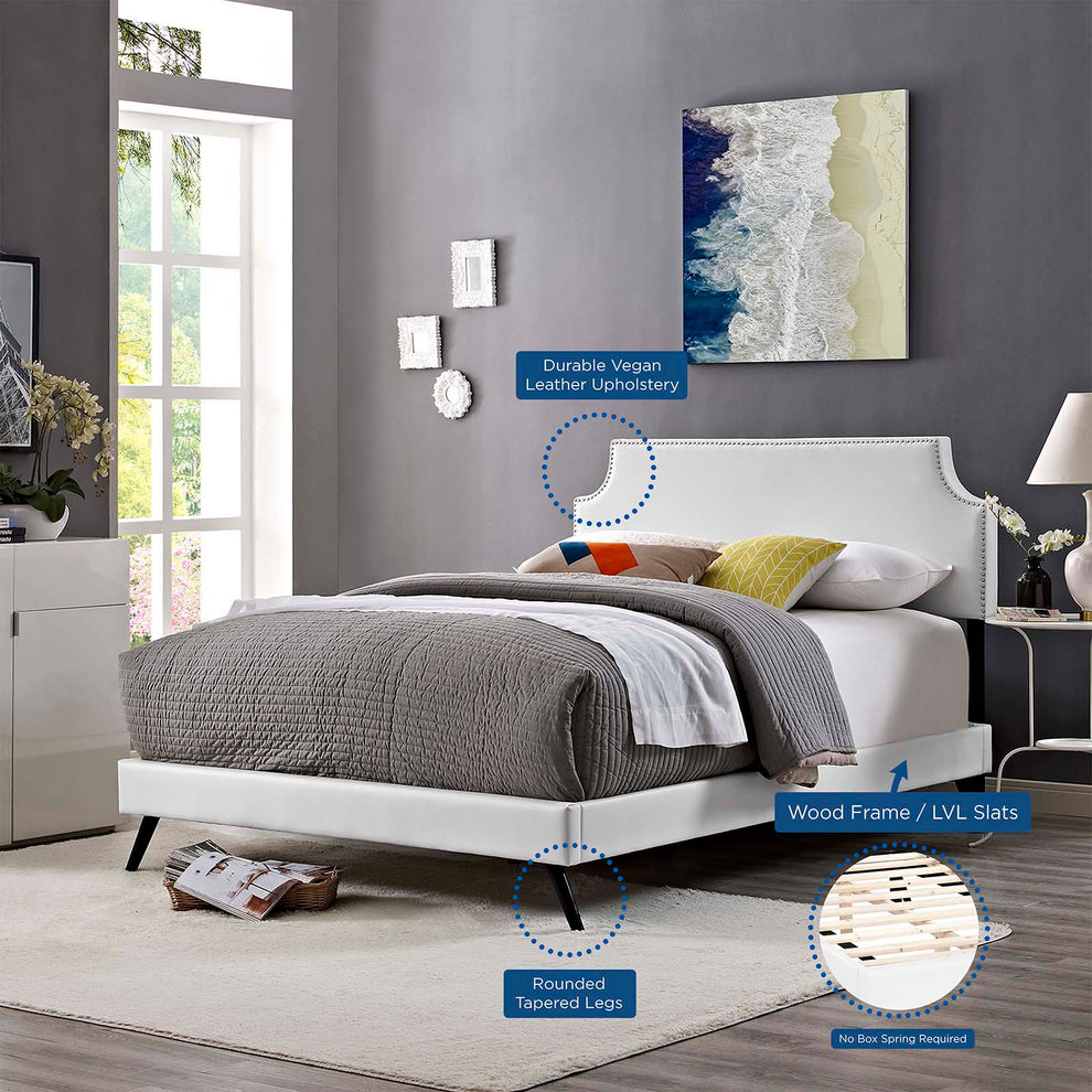 Corene King Vinyl Platform Bed With Round Splayed Legs By Modway - MOD-5948 | Beds | Modishstore - 8