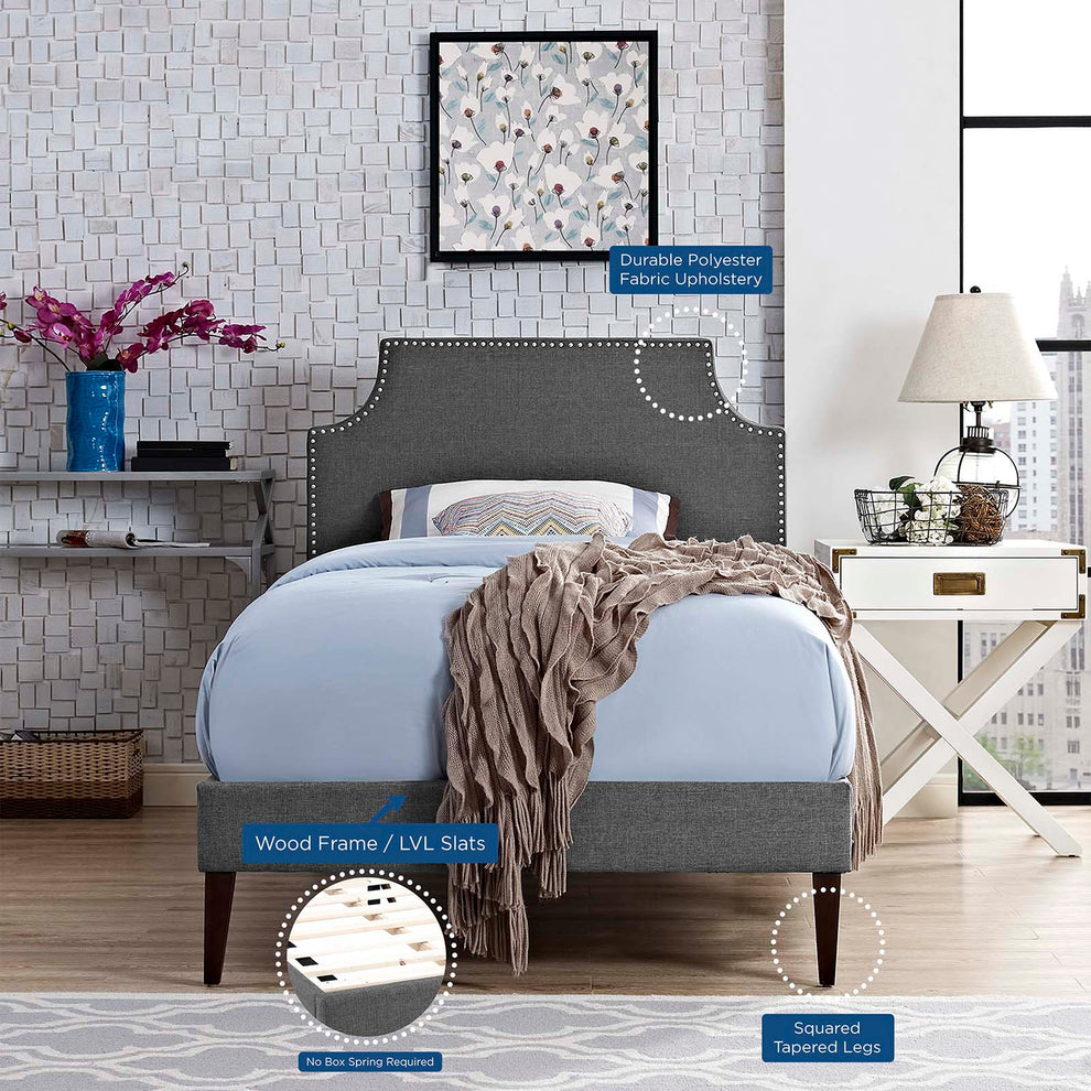 Corene Twin Fabric Platform Bed with Squared Tapered Legs By Modway - MOD-5951 | Beds | Modishstore - 6