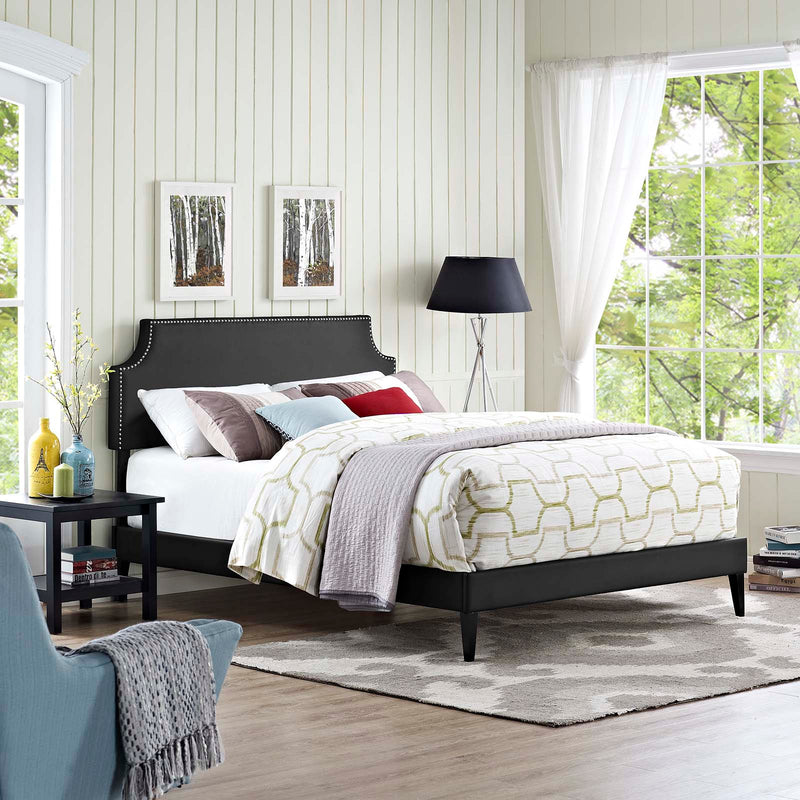 Corene Full Vinyl Platform Bed with Squared Tapered Legs By Modway - MOD-5952 | Beds | Modishstore - 1