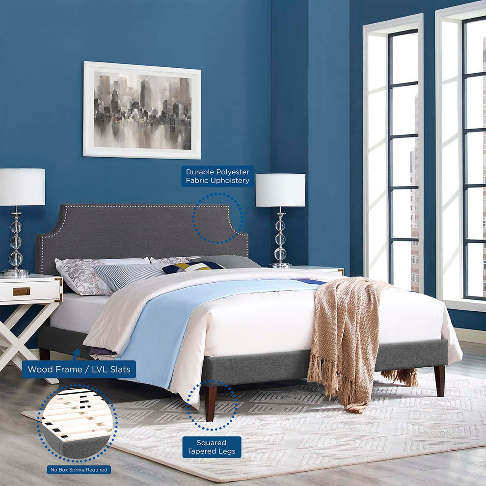 Corene Queen Fabric Platform Bed with Squared Tapered Legs By Modway - MOD-5955 | Beds | Modishstore - 6