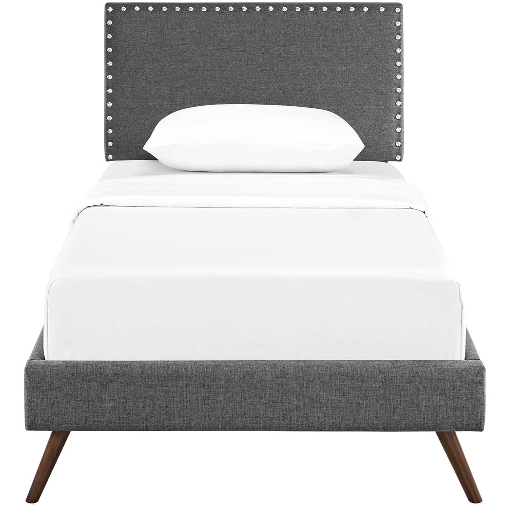 Macie Twin Fabric Platform Bed with Round Splayed Legs By Modway - MOD-5959 | Beds | Modishstore - 5