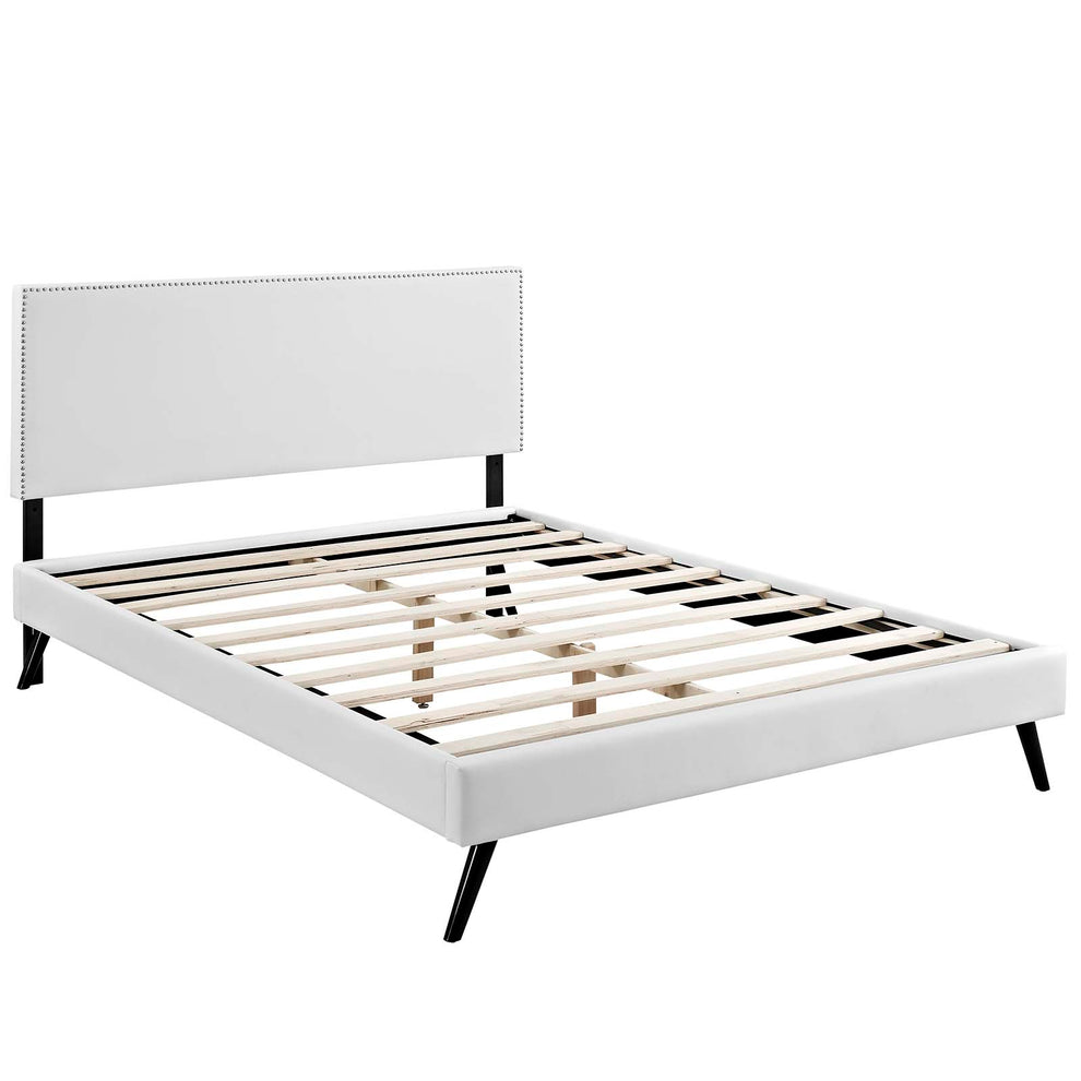 Macie Queen Vinyl Platform Bed with Round Splayed Legs By Modway - MOD-5962 | Beds | Modishstore - 3