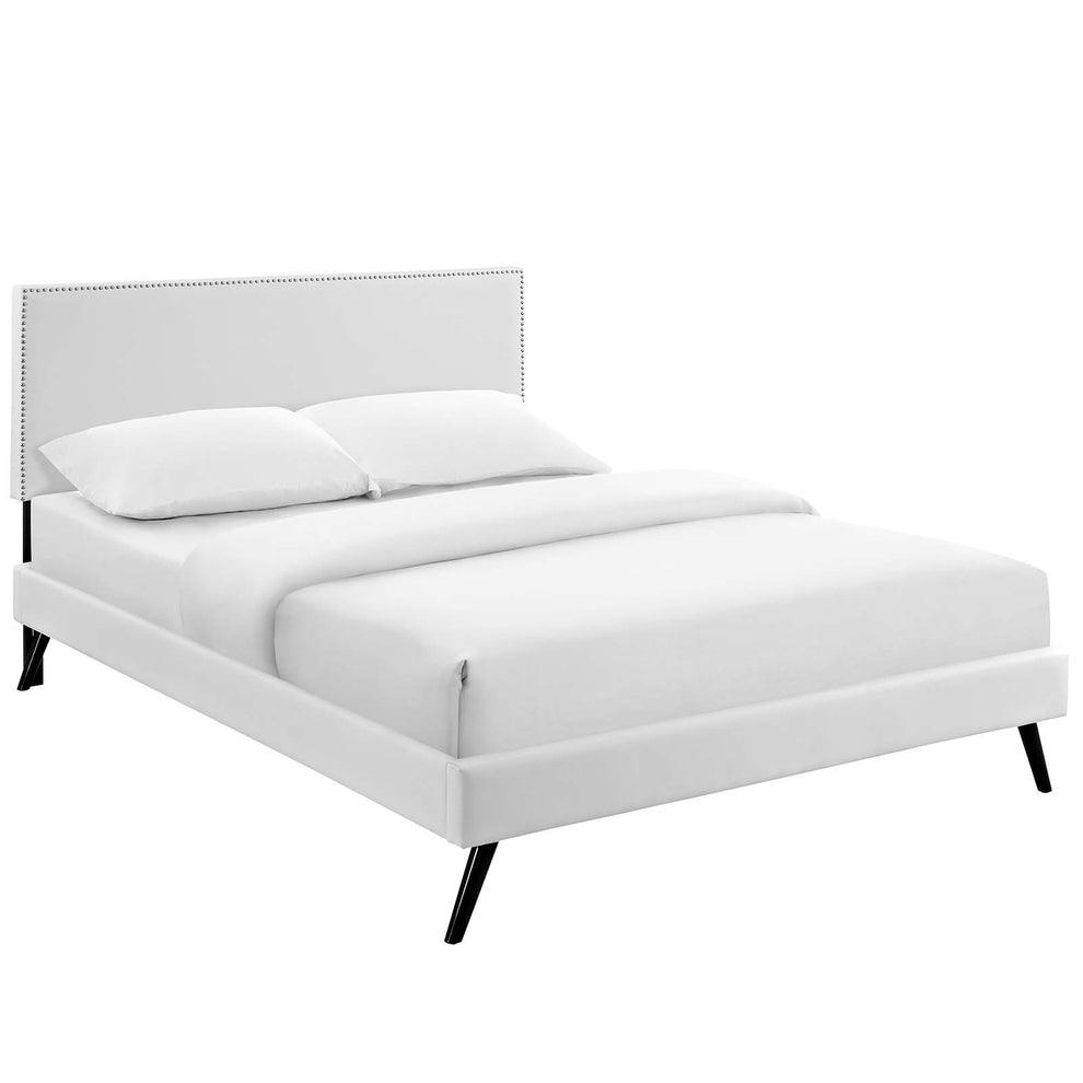 Macie King Vinyl Platform Bed With Round Splayed Legs By Modway - MOD-5964 | Beds | Modishstore - 2