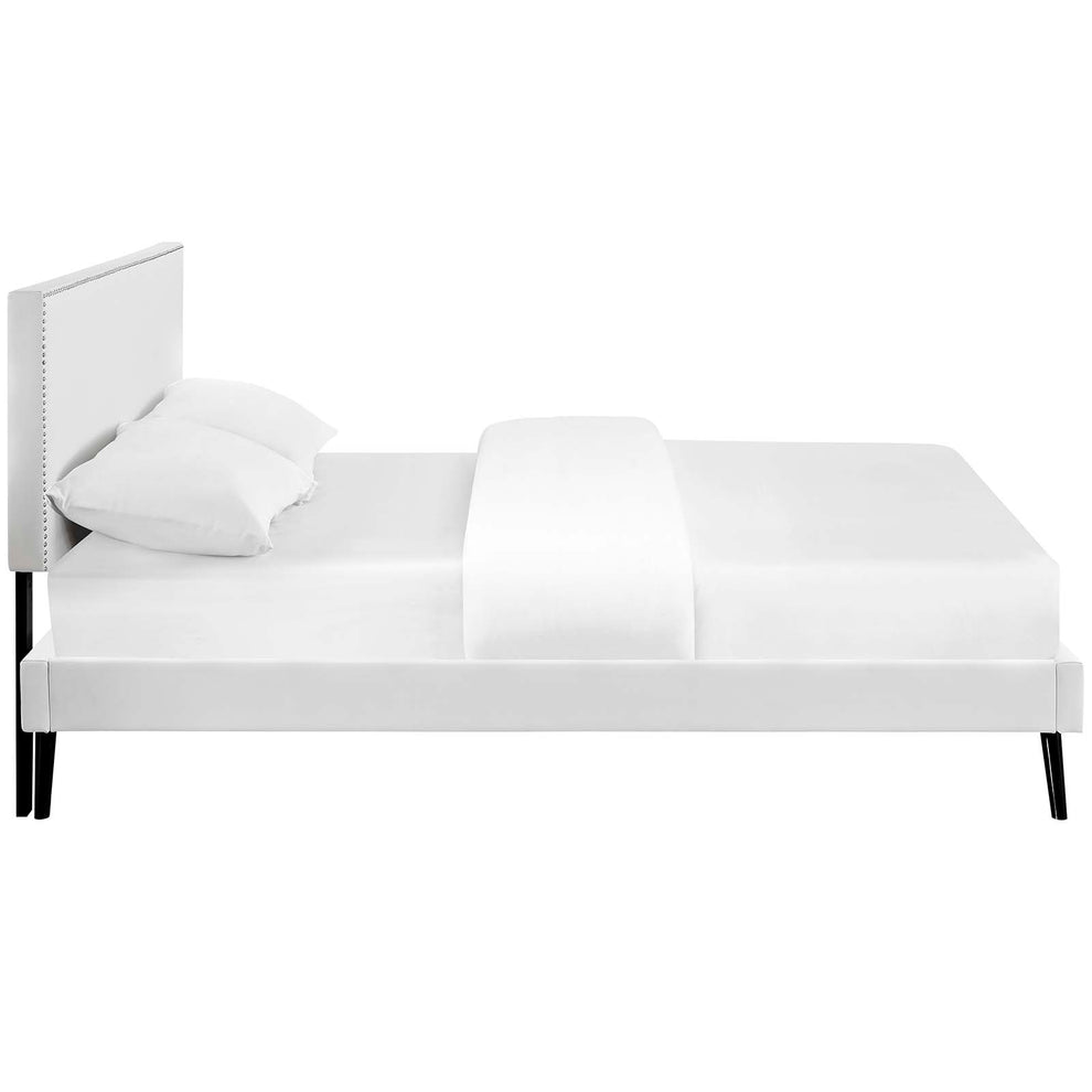 Macie King Vinyl Platform Bed With Round Splayed Legs By Modway - MOD-5964 | Beds | Modishstore - 4