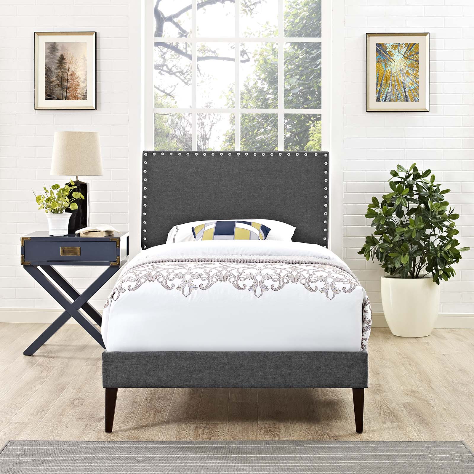 Macie Twin Fabric Platform Bed with Squared Tapered Legs By Modway - MOD-5967 | Beds | Modishstore - 1