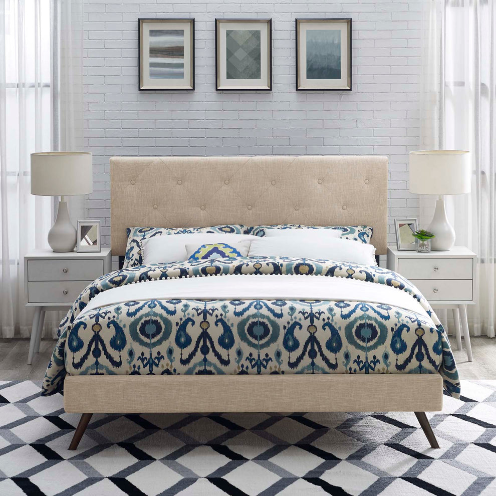 Tarah Queen Fabric Platform Bed with Round Splayed Legs By Modway - MOD-5979 | Beds | Modishstore - 1