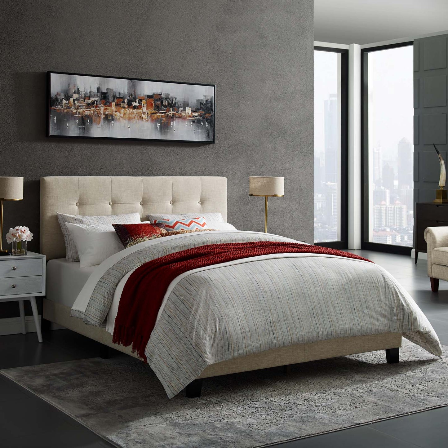 Modway Amira King Upholstered Fabric Bed | Beds | Modishstore-5