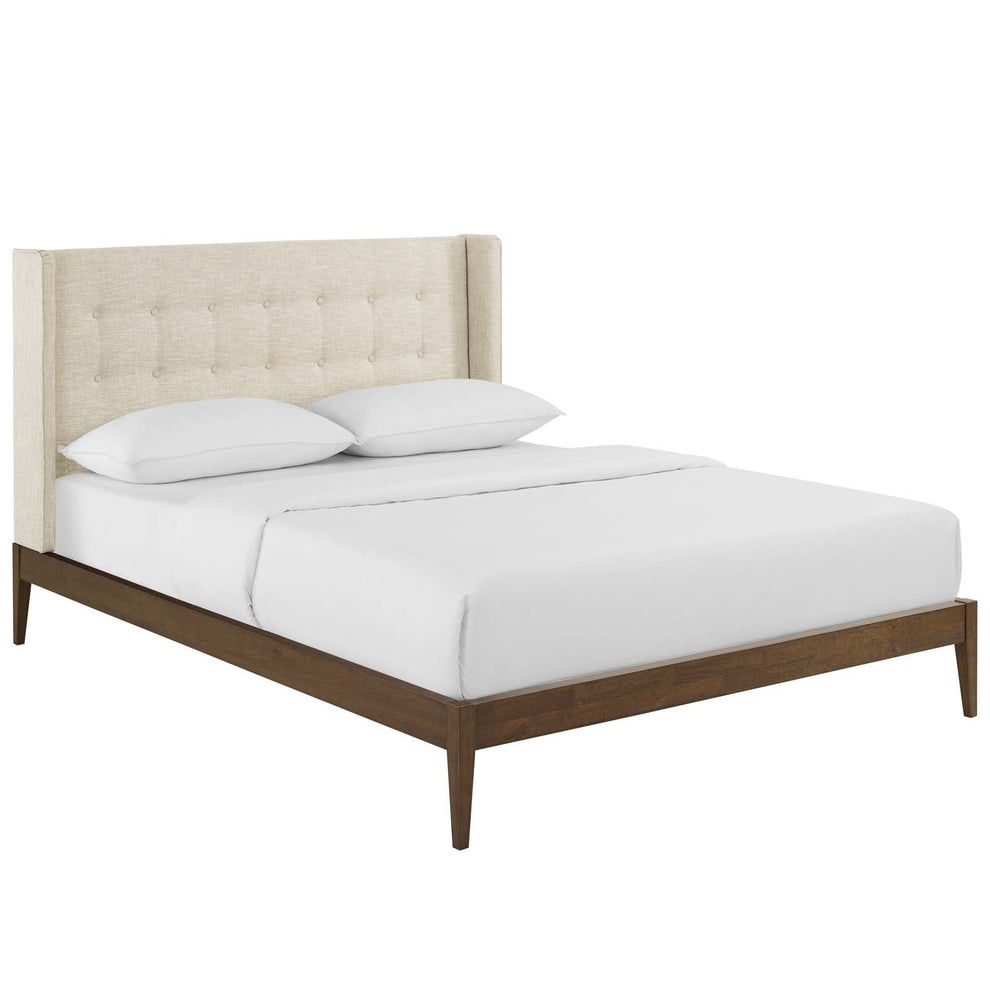 Modway Hadley Queen Wingback Upholstered Polyester Fabric Platform Bed - MOD-6003 | Beds | Modishstore - 3